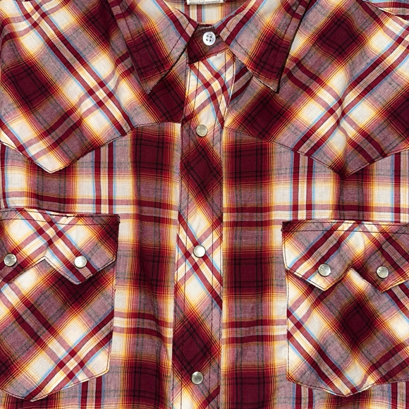 Men's Wrangler Western Fashion Pearl Snap Shirt 3XL Red Plaid Vintage - Picture 3 of 11